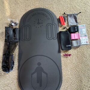 Jump rope Mat, Resistance Band Set -  Black &Pink.  Rookie Smart Rope bundle.